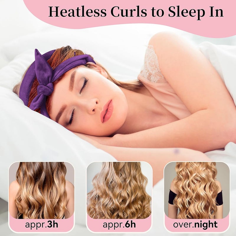 Flylipu Heatless Curling Rod Headband, Upgraded 60' Extra Long Soft Velvet Hair Curlers to Sleep In, No Heat Curls for Most Hair Types, Includes Directions (Purple, 1 Count) - Image 4